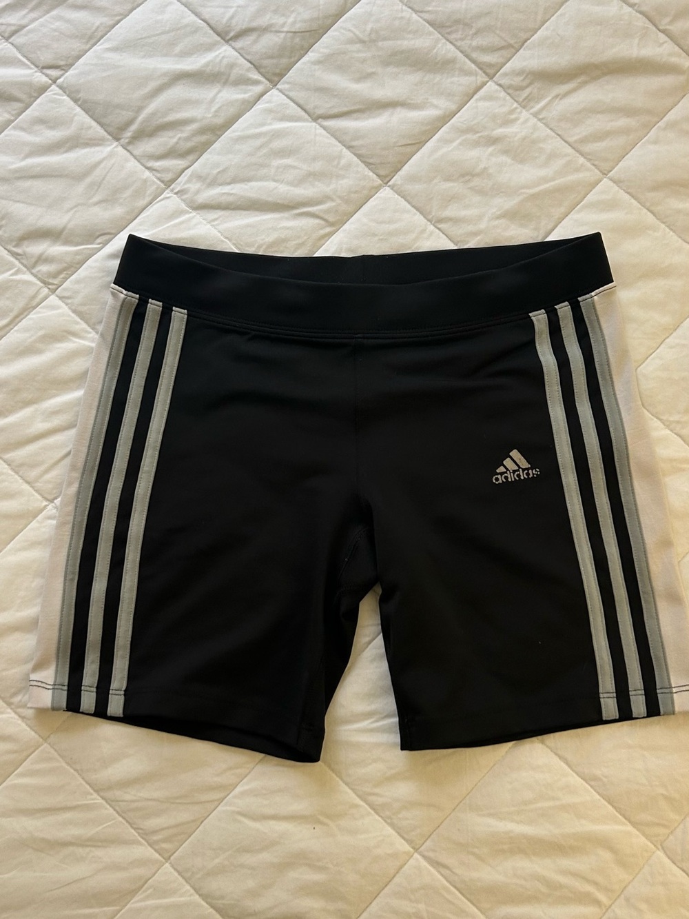 Y2K vintage adidas Black Bike Shorts with Gray Side Stripes